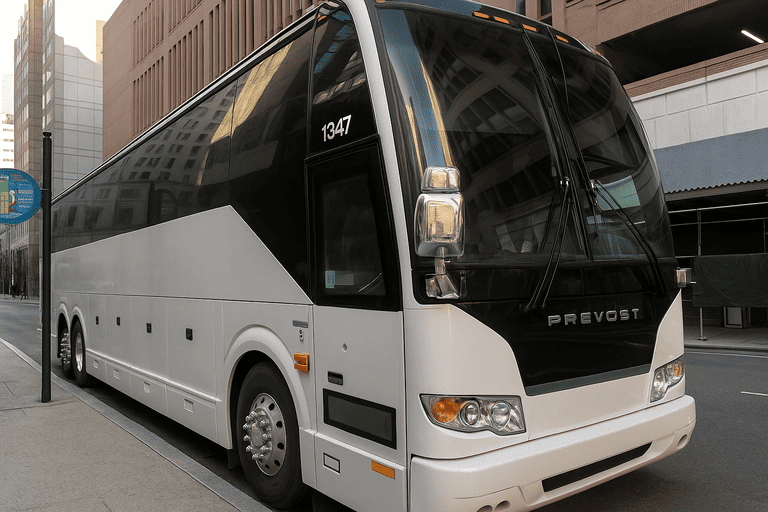 a Broken Arrow Shuttle Bus Rentals coach bus